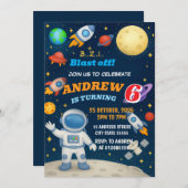 Invitation Espace extra-atmosphérique personnel garçon Galaxy (Devant / Derrière)