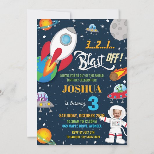 Invitation Espace extra-atmosphérique Rocket Planet Astronaut (Devant)