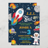 Invitation Espace extra-atmosphérique Rocket Planet Astronaut (Devant / Derrière)