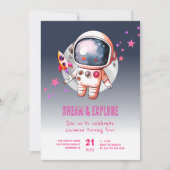 Invitation Espace Galaxie Lune 4e Anniversaire (Devant)