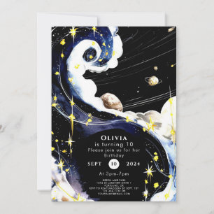 Invitation Espace Galaxy simple Anniversaire