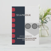 Invitation Espace Geek moderne Rouge et Princesse Minimal (Debout devant)