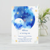 Invitation Espace moderne Galactique Anniversaire (Debout devant)