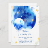 Invitation Espace moderne Galactique Anniversaire (Devant / Derrière)