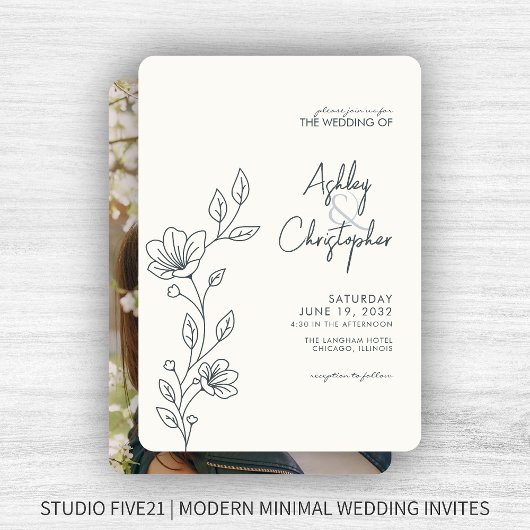 Invitation Espace moderne Gris Folithe Plan Photo Mariage