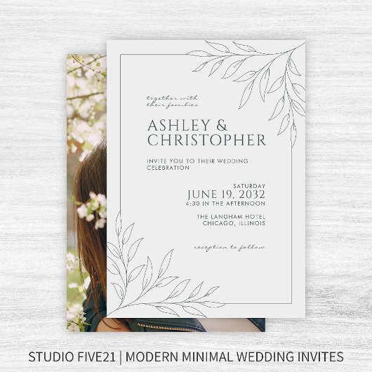 Invitation Espace moderne Gris Folithe Plan Photo Mariage