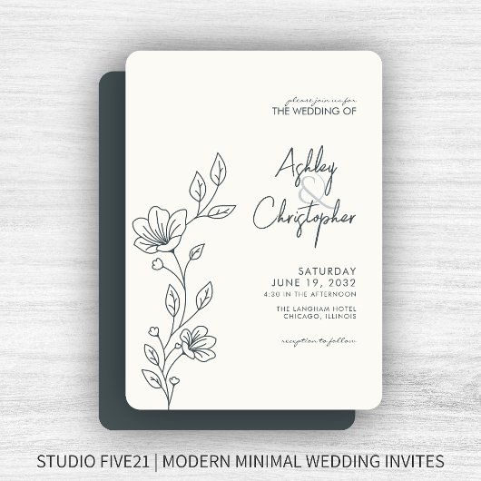 Invitation Espace moderne Gris Foliting Mariage en ligne
