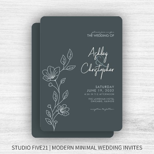 Invitation Espace moderne Gris Foliting Mariage en ligne