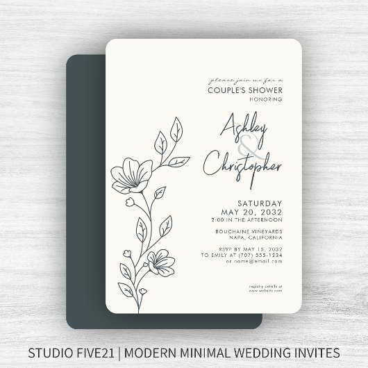 Invitation Espace moderne Gris Foliting Wedding shower en lig