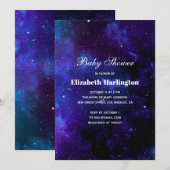 Invitation Espace naval. Les étoiles de nuit. Baby shower de (Devant / Derrière)