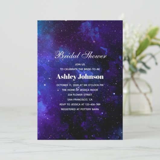 Invitation Espace naval. Les étoiles de nuit. Douche nuptiale (Debout devant)