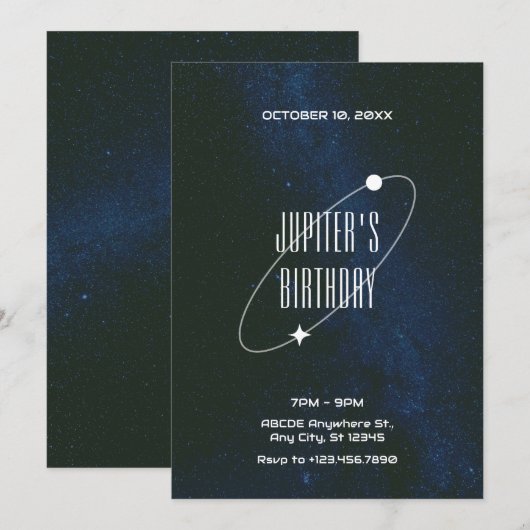 Invitation Espace Nuit Étoilée Univers Anniversaire (Devant / Derrière)
