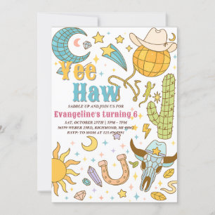 Invitation Espace personnel rétro Yee Haw Cowgirl Anniversair