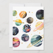 Invitation Espace | Planètes et étoiles | 4e anniversaire (Dos)