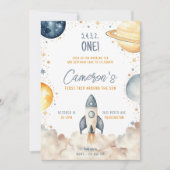 Invitation Espace Premier Voyage Autour Du Soleil Anniversair (Devant)