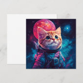 Invitation Espace rose astronaute (Devant / Derrière)