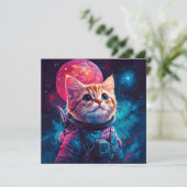 Invitation Espace rose astronaute (Debout devant)