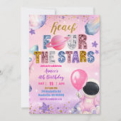 Invitation Espace Rose Sequins Fille Violette atteignant QUAT (Devant)