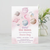 Invitation Espace Sur La Fête Du Baby shower De La Lune (Debout devant)