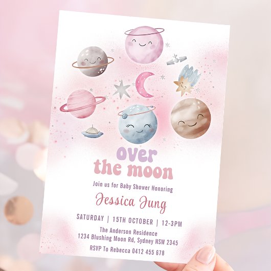 Invitation Espace Sur La Fête Du Baby shower De La Lune