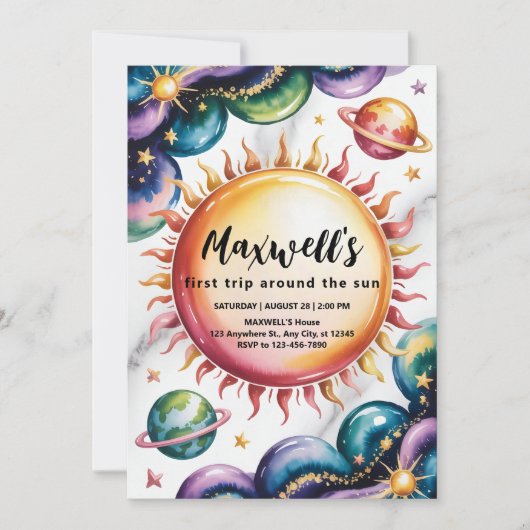 Invitation Espace Thème 1er anniversaire (Devant)