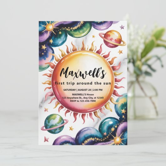 Invitation Espace Thème 1er anniversaire (Debout devant)