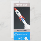 Invitation Espace Thème Anniversaire Voyage Ticket (Dos)