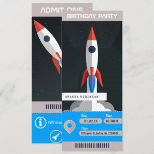 Invitation Espace Thème Anniversaire Voyage Ticket