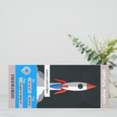 Invitation Espace Thème virtuel Anniversaire Voyage Ticket (Debout devant)