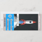 Invitation Espace Thème virtuel Anniversaire Voyage Ticket (Devant)