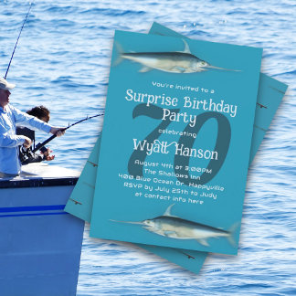 Invitation Espadon Surprise eau de mer Pêche Son Anniversaire