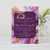 Invitation Espagne Agate rose magnifique 75e anniversaire fêt (Debout devant)