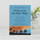Invitation Espagne Bleu clair coucher de soleil Trois rois No (Debout devant)