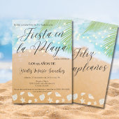 Invitation Espagne Chic Sandy Beach Palm 95e fête d'anniversa