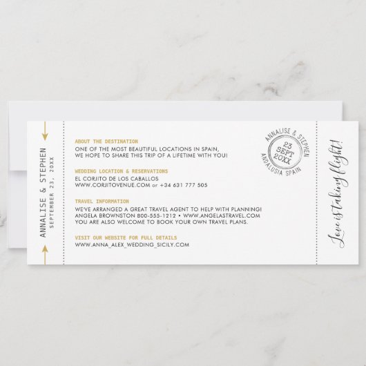 Invitation Espagne Destination Boarding Pass Enregistrer la d (Dos)