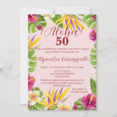 Invitation Espagne Hawaiian rose Aloha Tropical 50e anniversa (Devant)