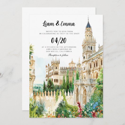 Invitation Espagne paysage Destination Mariage (Devant / Derrière)
