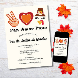 Invitation Espagne Peace Love Turquie Thanksgiving Day