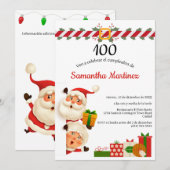 Invitation Espagne Père Noël & Mme Claus Noël 100 Anniversair (Devant / Derrière)