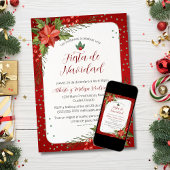 Invitation Espagne Poinsettia Fiesta de Navidad
