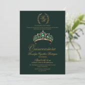 Invitation Espagne Quinceanera Emerald Green 15e anniversaire (Debout devant)