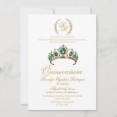 Invitation Espagne Quinceanera Gold Tiara 15e anniversaire (Devant)