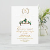 Invitation Espagne Quinceanera Gold Tiara 15e anniversaire (Debout devant)