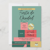 Invitation Espagne Retro Green Festive Cadeaux Noël (Devant)