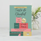 Invitation Espagne Retro Green Festive Cadeaux Noël (Debout devant)