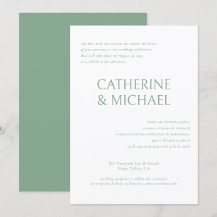 Invitation Espagnol Anglais Bilingue Élégant Mariage classiqu