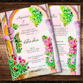 Invitation Espagnol Aquarelle Fleurs Vieux Mexique Mariage