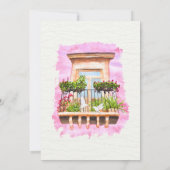 Invitation Espagnol, Aquarelle Ville Balcon Mariage mexicain (Dos)