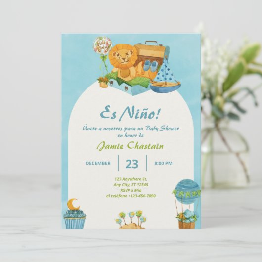 Invitation Espagnol Baby Boy Douche (Debout devant)