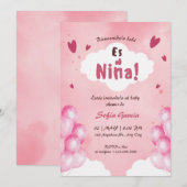 Invitation Espagnol Baby Girl Douche (Devant / Derrière)